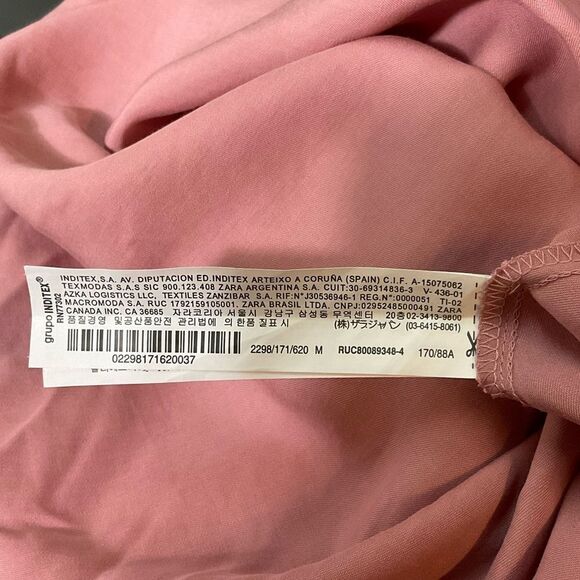 NEW ZARA Y2K boho pink cut out tied front Short sleeves buttons midi dress M - Picture 10 of 13